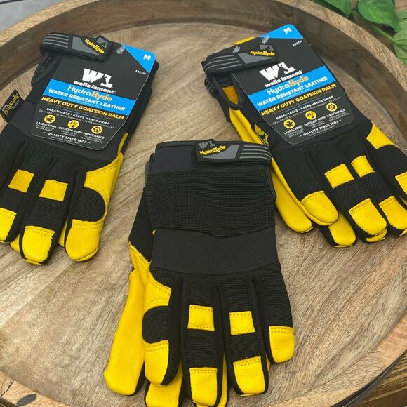 3 Pack Wells Lamont HydraHyde Heavy Duty Water Resistant Leather Work Gloves M - Picture 3 of 8